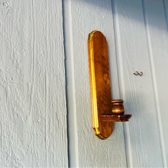 Vintage Wooden Candle Holder Wood Single Taper Mid Century 70s 80s Wall Decor - Picture 8 of 12